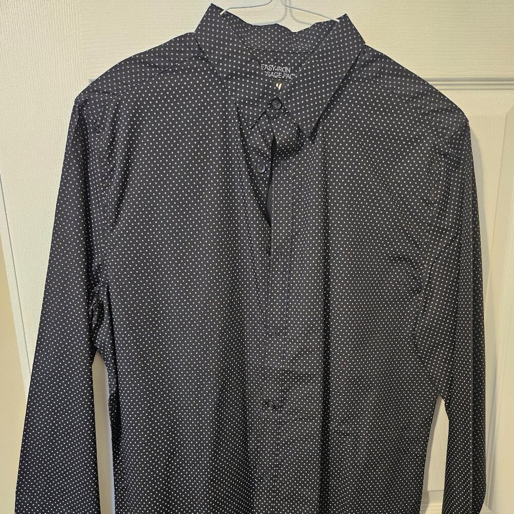 H&M Slim Large Black Button Down Shirt with White circles